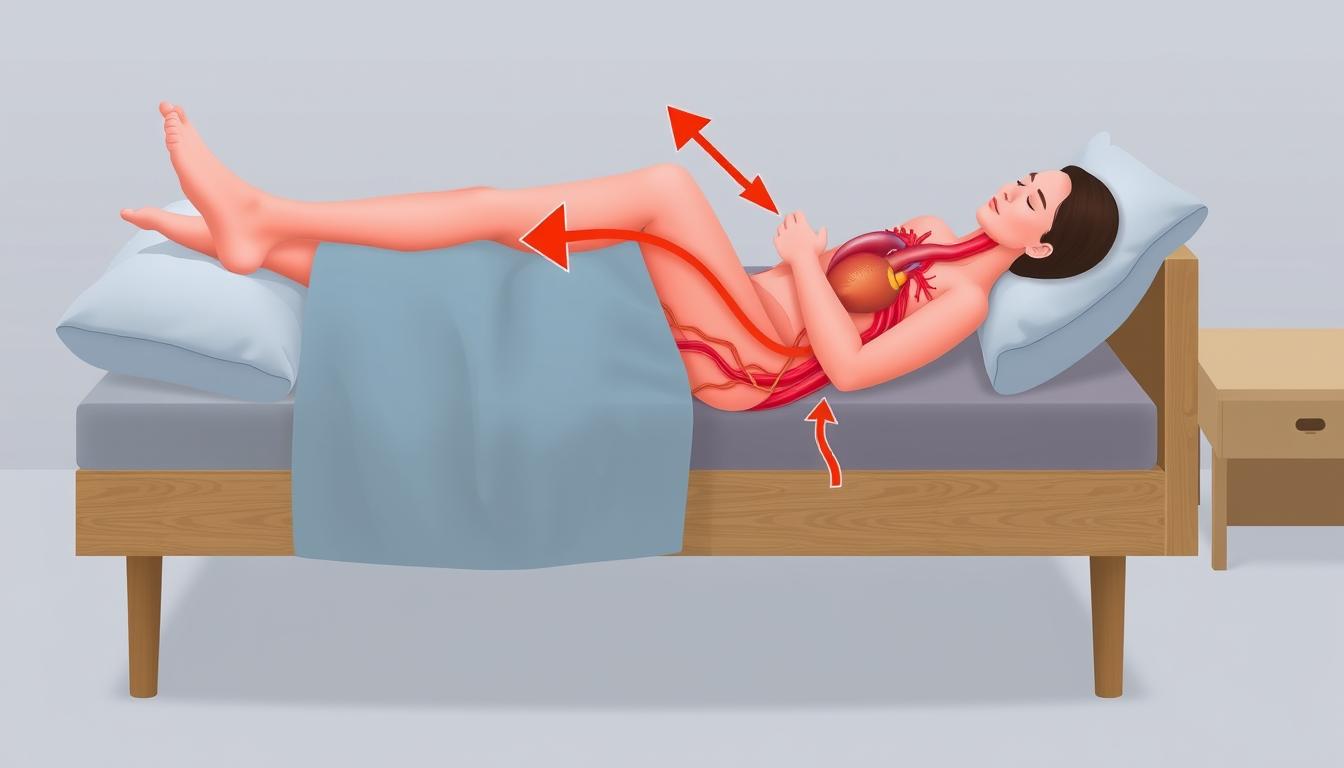 Diagram showing how IBT for circulation improves blood flow through the body when sleeping on an incline