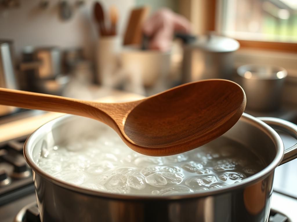 colher de pau na cozinha