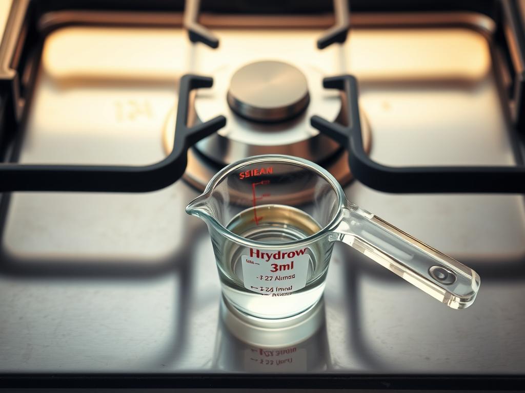 aplicação de água oxigenada no fogão