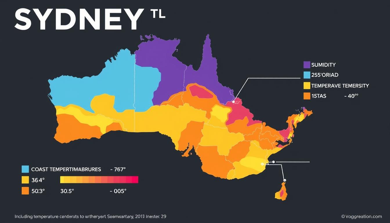 Sydney climate map showing temperature variations across different suburbs