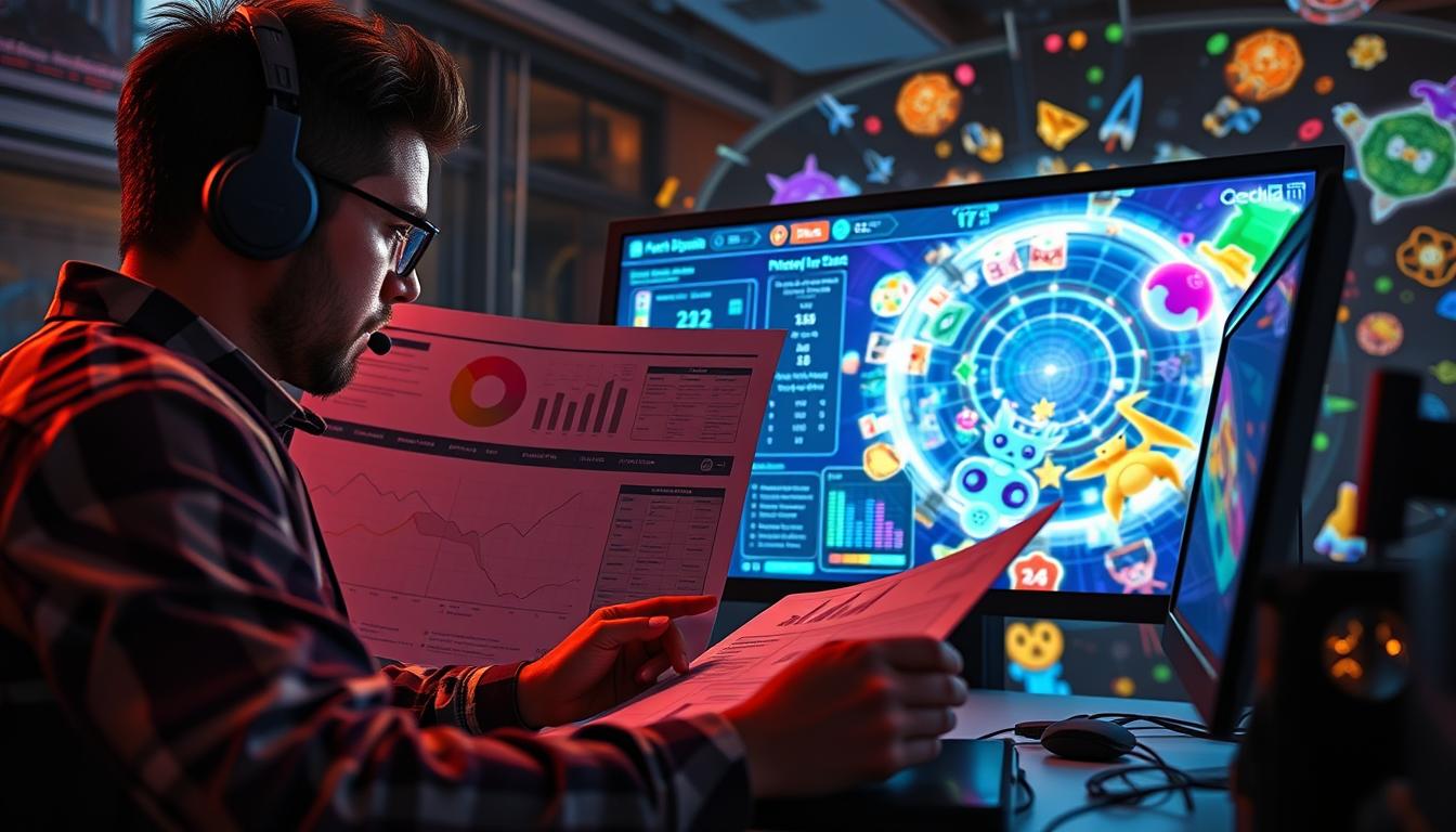 A dynamic scene unfolds, showcasing the intricate web of "patch update strategies" for the popular game, Pokemon Unite. In the foreground, a skilled game developer analyzes a series of detailed charts and graphs, meticulously planning the deployment of the latest game update. The middle ground features a vibrant, neon-infused interface, displaying real-time feedback from players, informing the development team's decisions. In the background, a kaleidoscope of evolving game assets and resources swirls, symbolizing the constant state of flux and adaptation required to maintain a thriving online game. The scene is illuminated by a warm, yet technical, lighting scheme, creating a sense of focus and determination. The overall mood conveys the strategic challenges and creative problem-solving needed to navigate the ever-changing landscape of game development and player engagement.