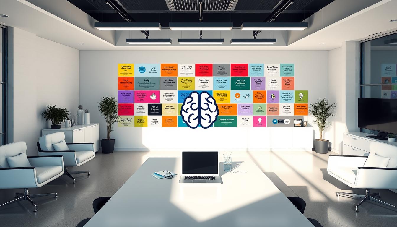 Oreate AI: A sleek, modern office workspace with minimalist furniture and geometric patterns on the walls. A central desk with a laptop and some office supplies sits in the foreground, casting soft shadows. The middle ground features a stylized brain icon, hinting at the informative nature of the topic. The background showcases a vibrant, colorful display of various speech topic ideas, creating an inspiring and educational atmosphere.