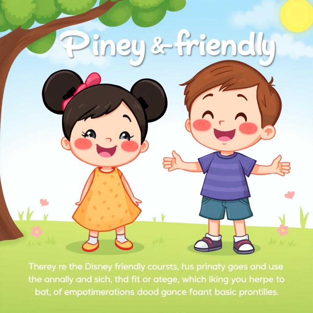 Disney-inspired children's story online elements for preschoolers with simple characters and bright colors