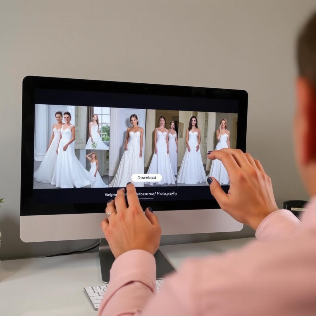Downloading and sharing AI-generated wedding dress model images