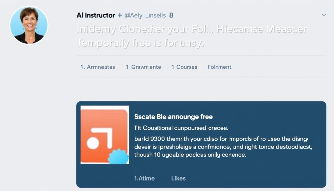 Instructor's social media page announcing a free Udemy course