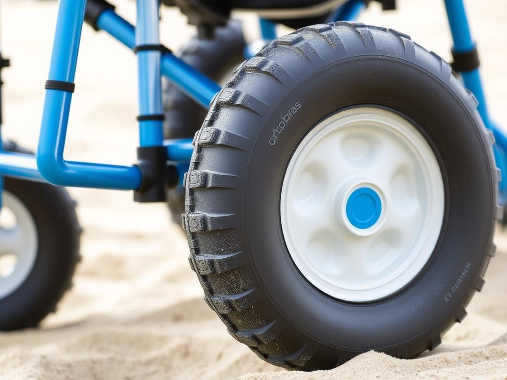 Rodas balão da Cadeira De Rodas Para Praia Ortobras Ipanema Cor Azul