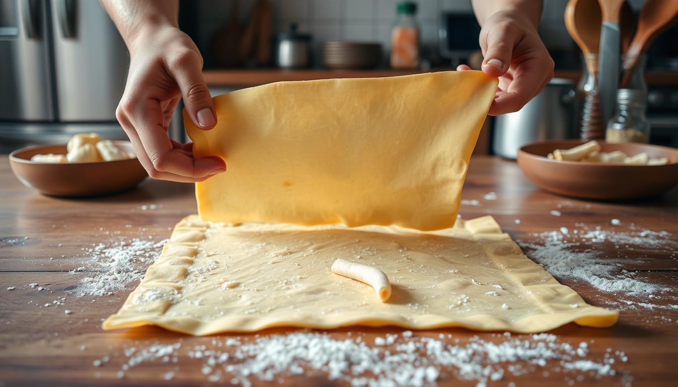 Rolling Chicken Pastry Strips Technique