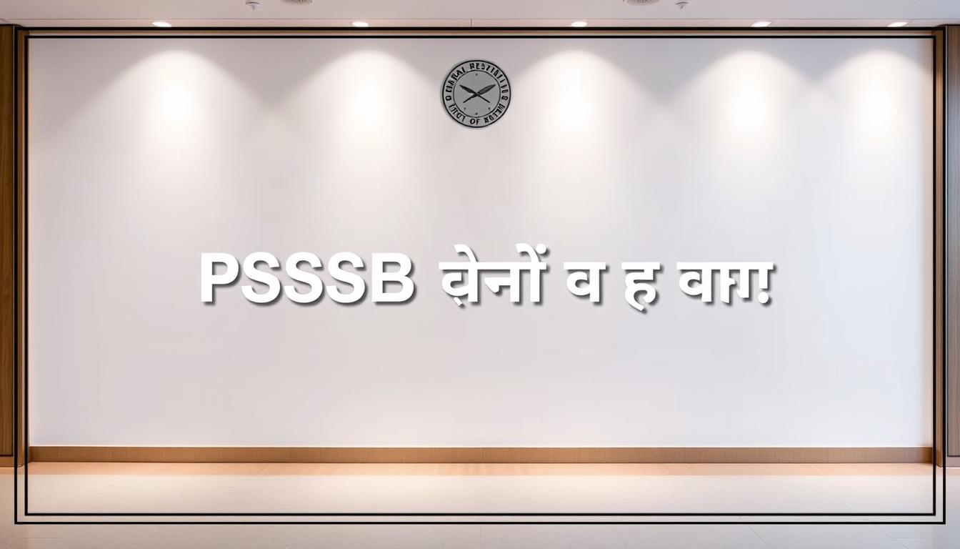 A vibrant, high-resolution image of "PSSSB नायब तहसीलदार भर्ती निर्देश" with a crisp, modern aesthetic. The text is prominently displayed in the center, framed by a sophisticated border and backdrop. The overall composition conveys a sense of official authority and administrative procedure, with a clean, minimal design that complements the section title "महत्वपूर्ण निर्देश और दिशानिर्देश". The lighting is soft and even, creating a professional, authoritative tone. The image is captured from a slightly elevated angle, giving it a sense of importance and gravitas.