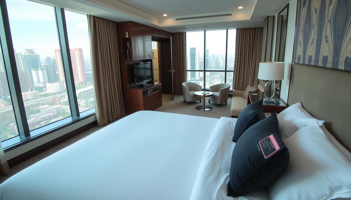 Luxury hotel room at discount price showing value of travel deals