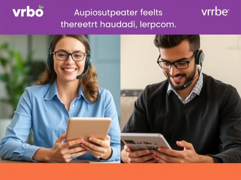 Customer support representative from Vrbo international platform assisting traveler