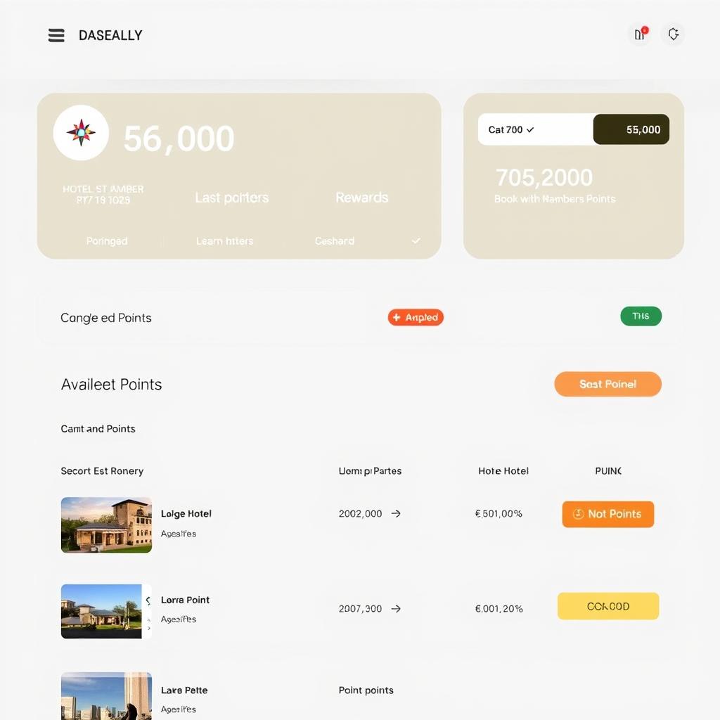 Loyalty program dashboard showing points and hotel reward options for travel deals
