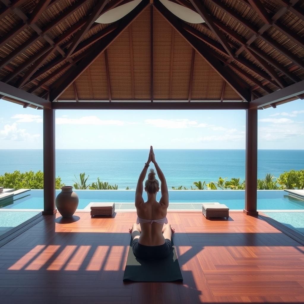 Private yoga session in a luxury villa booked through VRBO