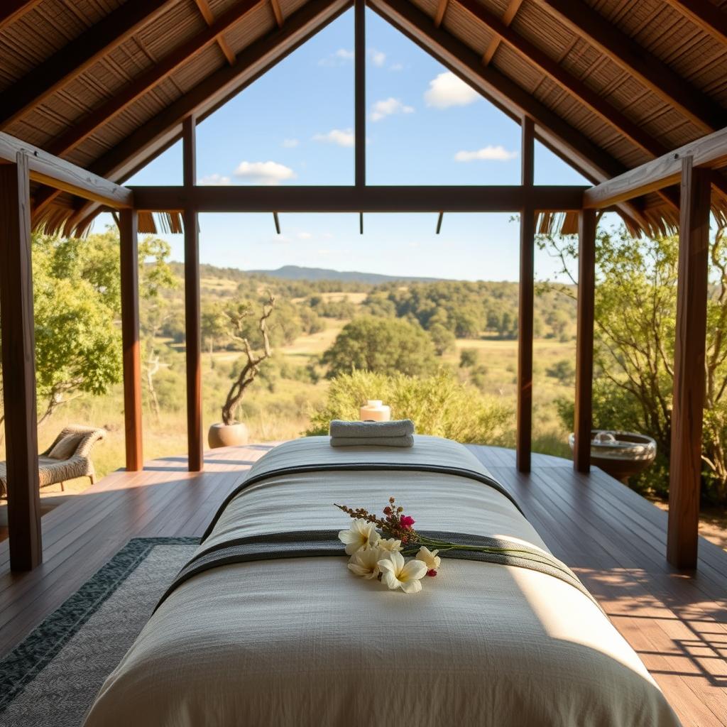 Outdoor treatment pavilion at an Australian luxury wellness retreat