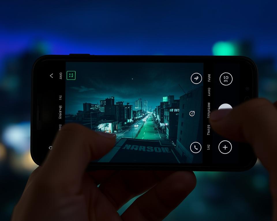 Aplicativo de visão noturna em smartphone