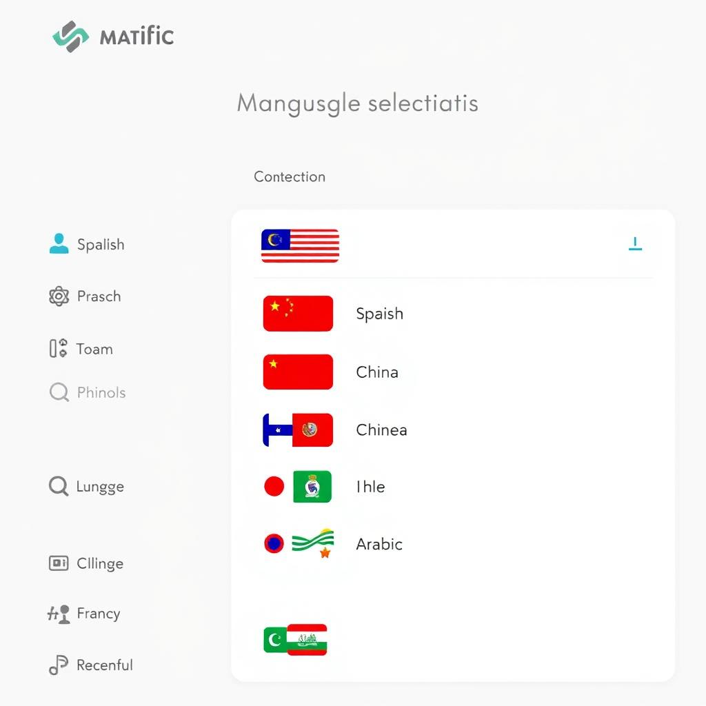 Matific interface showing multiple language options