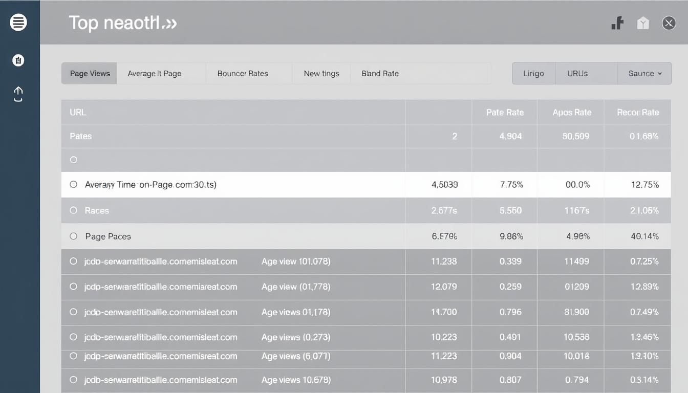 Top performing pages report showing most visited content
