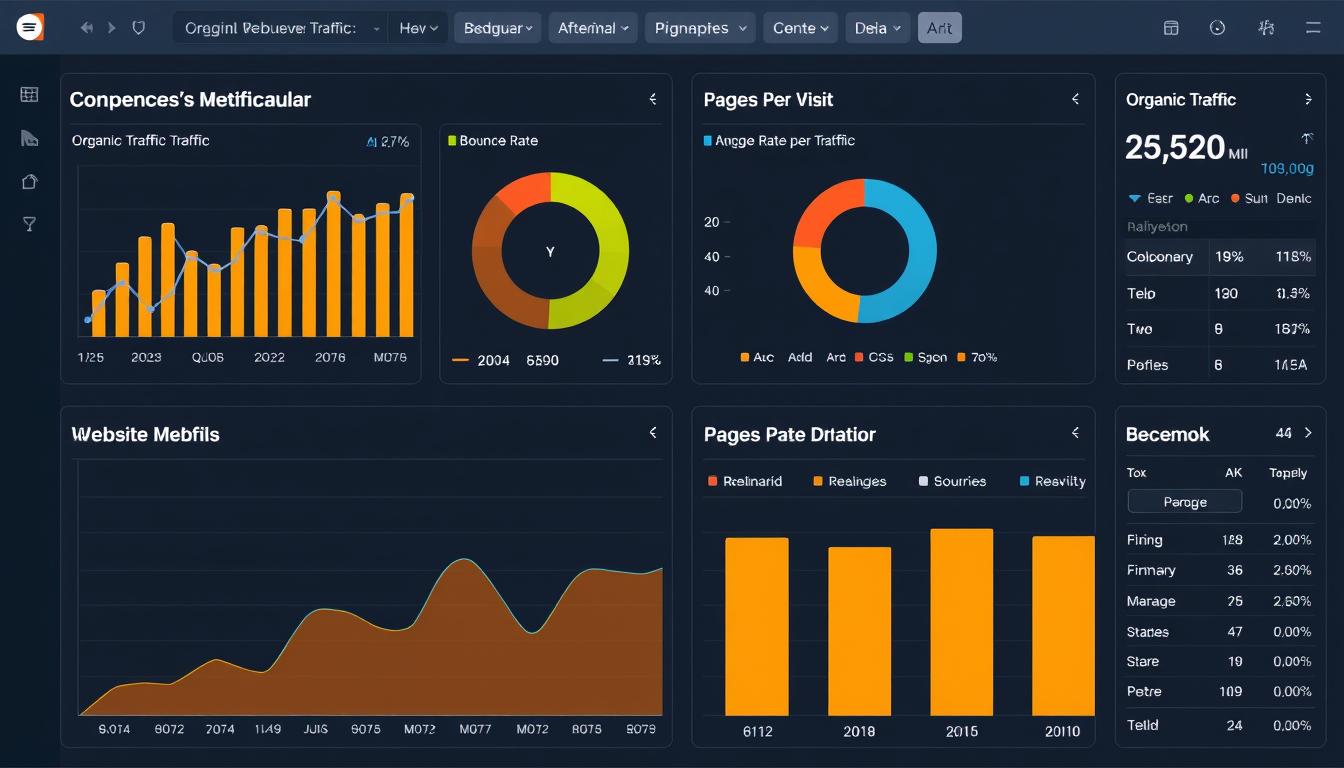 Dashboard showing key website traffic metrics and their relationships