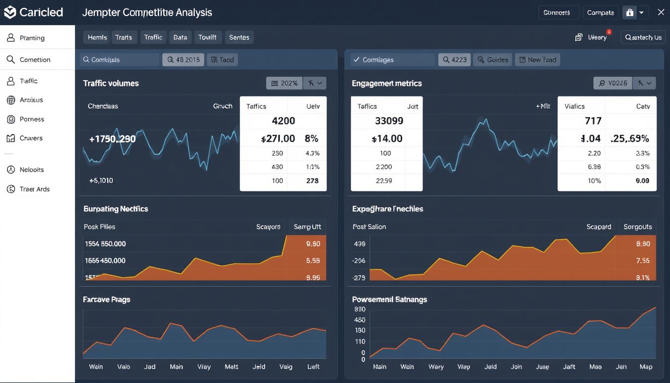 Competitive analysis using website traffic checker showing multiple websites compared