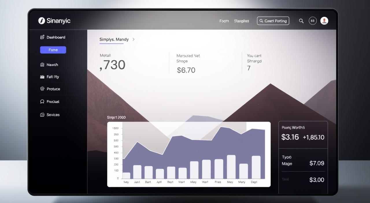 A sleek, modern financial dashboard featuring a bold, minimalistic design. In the foreground, a striking graph or chart visualizing Simply Mandy's current net worth, with clean, elegant typography. The middle ground showcases an abstract, geometric backdrop in a muted, sophisticated color palette, subtly hinting at the precision and professionalism of Mandy's financial standing. The background is bathed in soft, directional lighting, creating depth and dimension while maintaining a sense of sophistication and calm. The overall composition exudes a sense of confidence, stability, and authority, reflecting Mandy's exceptional financial management skills.