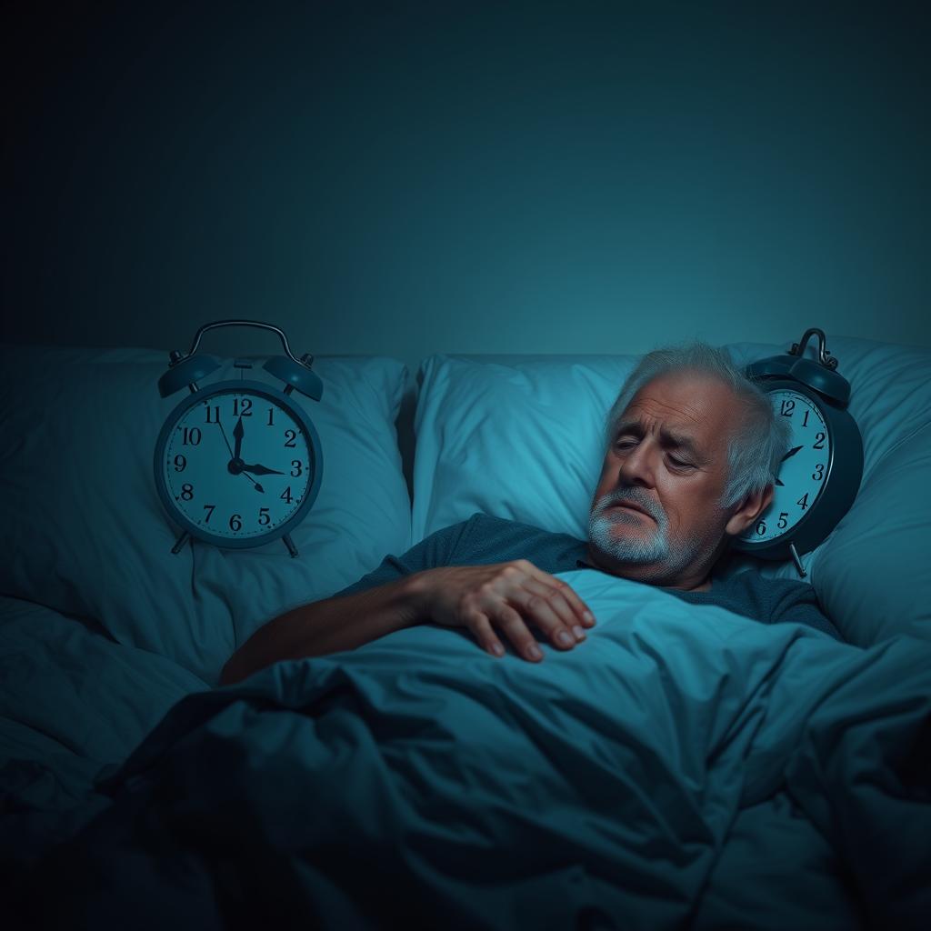 Senior tossing and turning in bed unable to sleep