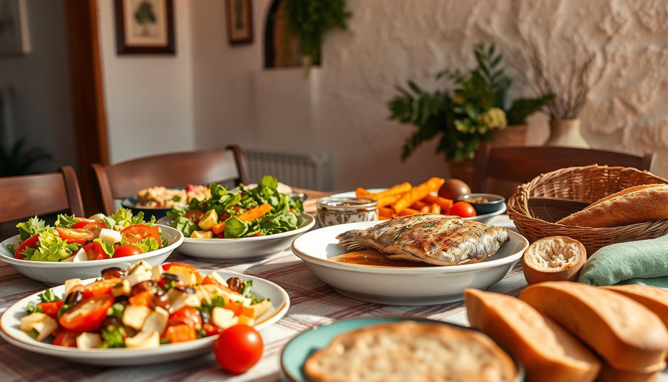 Mediterranean cuisine showing traditional dishes and healthy cooking techniques