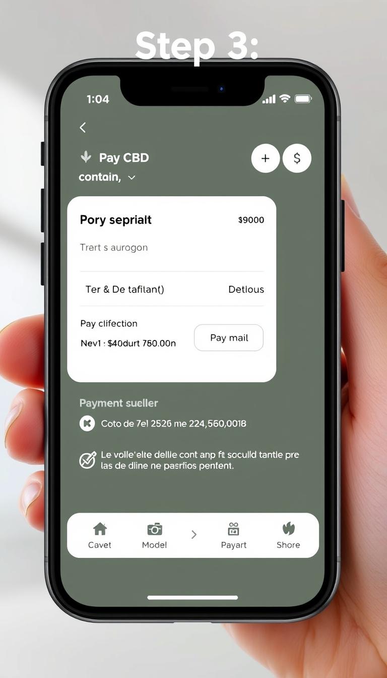 Capture d'écran d'une application mobile de commande CBD étape 3