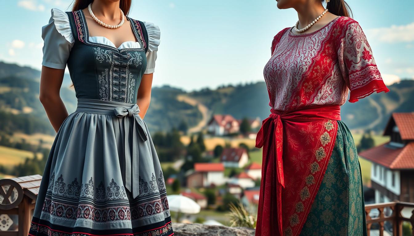 perbandingan baju tradisional Austria dan Indonesia