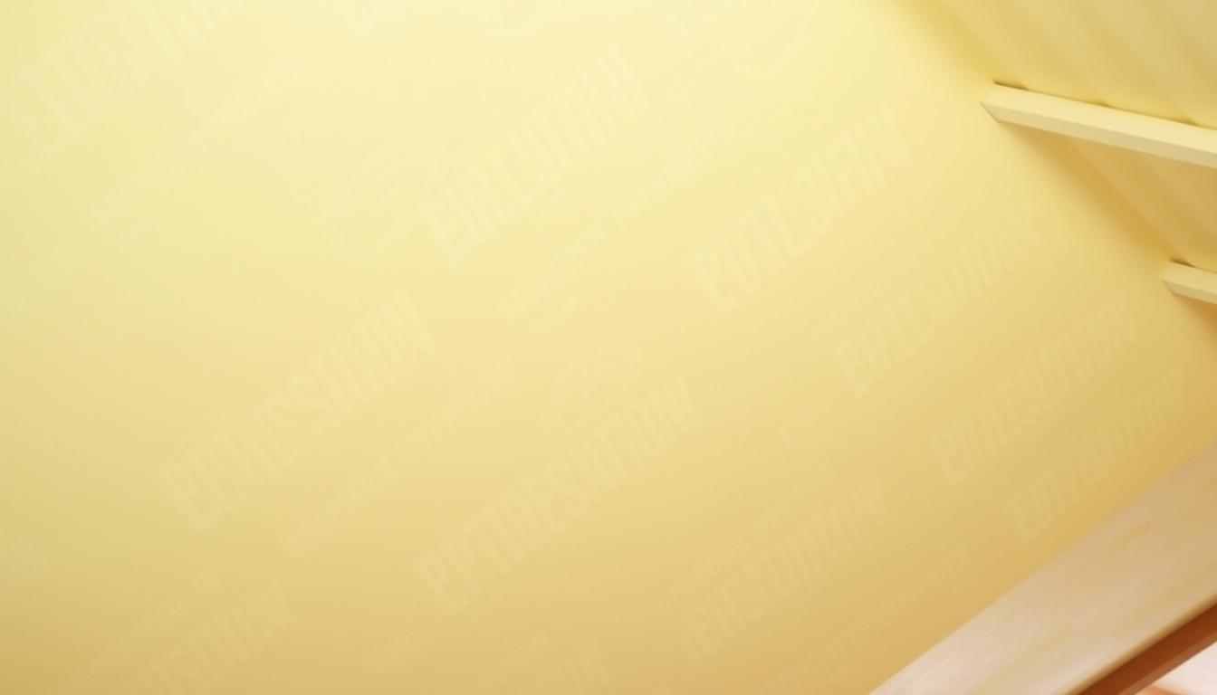 A well-insulated attic showcases a seamless expanse of pristine, pale-yellow polyurethane (PUR) foam, strategically applied across the ceiling beams. The foam's smooth, uniform texture exudes a sense of thermal efficiency, its insulating properties visibly safeguarding the space from heat loss. Soft, diffused lighting gently illuminates the scene, emphasizing the foam's uniform application and highlighting its exceptional insulating capabilities. The overall impression conveys the reliable, long-lasting performance of PUR foam as an ideal choice for comprehensive attic insulation, perfectly suited to the task of maintaining a comfortable, energy-efficient living environment.