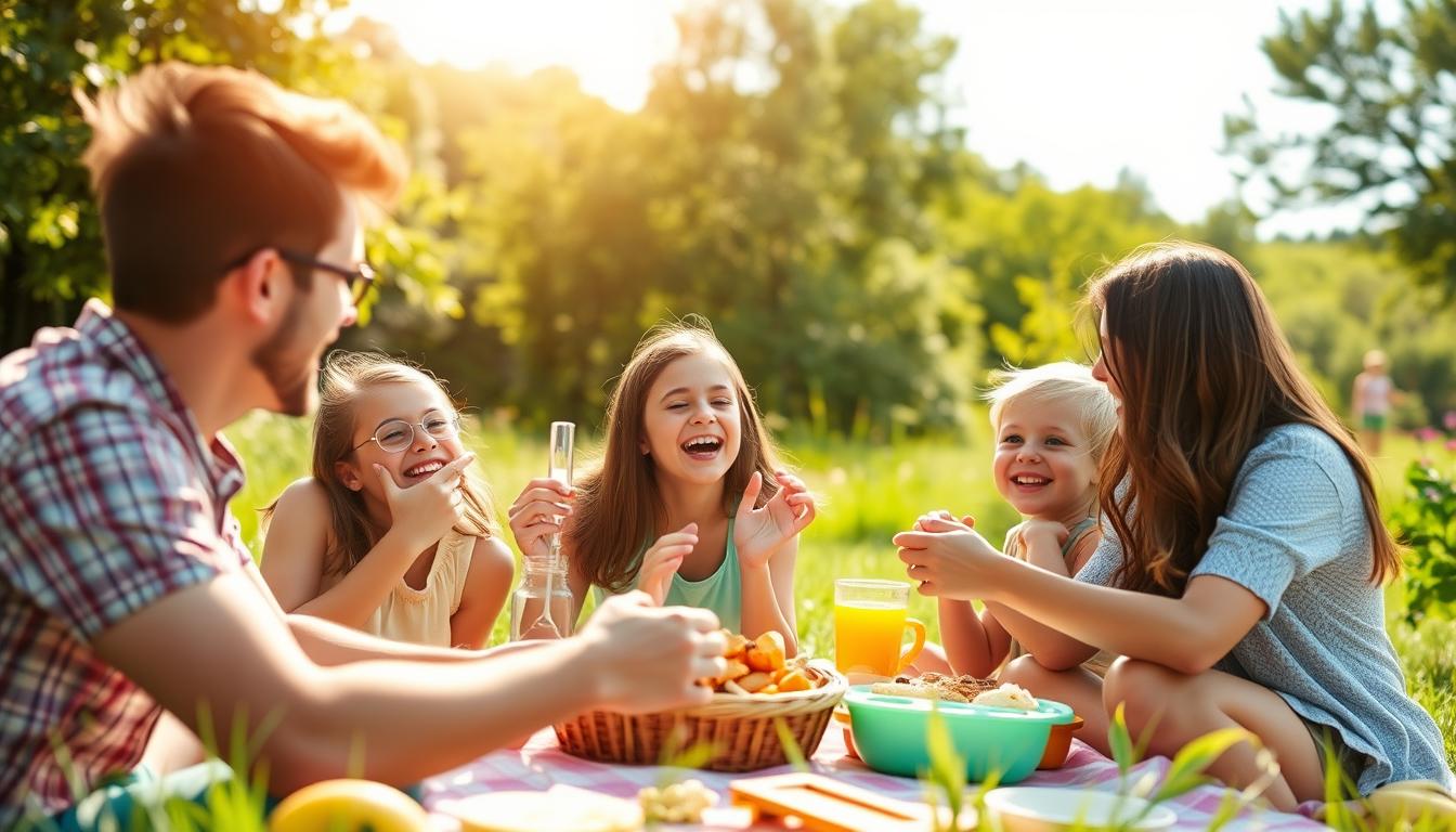 Family enjoying summer activities during June holidays and observances