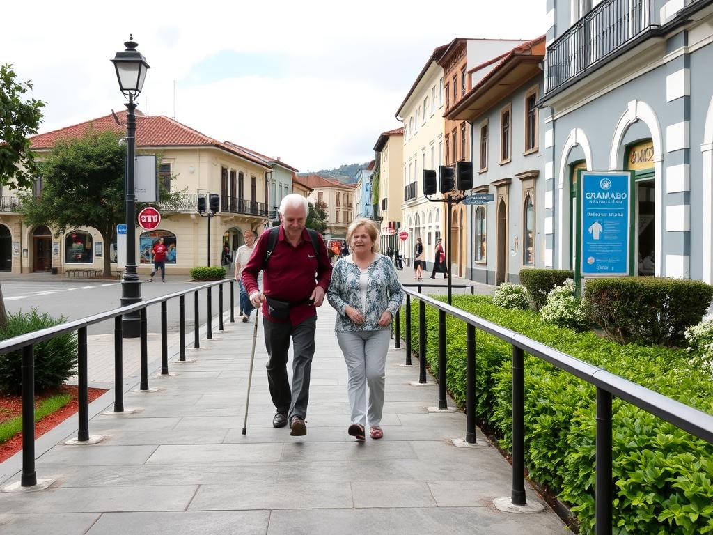 Calçadas pavimentadas e acessíveis no centro de Gramado, facilitando a locomoção durante viagem para gramado para pessoas acima de 50 anos