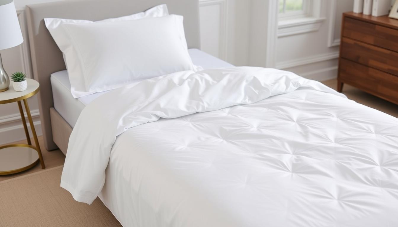Kit Cobre Leito + Lençol Solteiro 4 Peças Matelado 170 Fios em cama arrumada