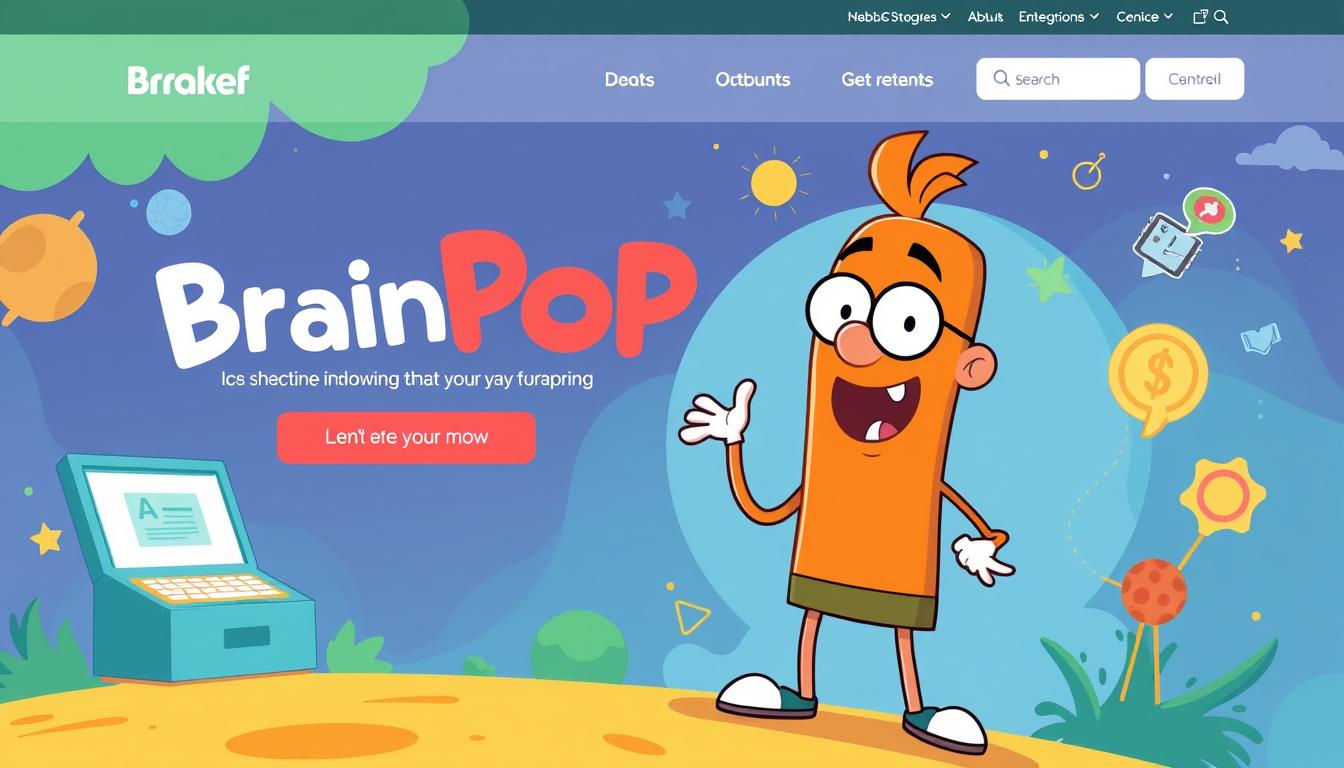 Generate an image of the BrainPOP homepage featuring Tim and Moby.