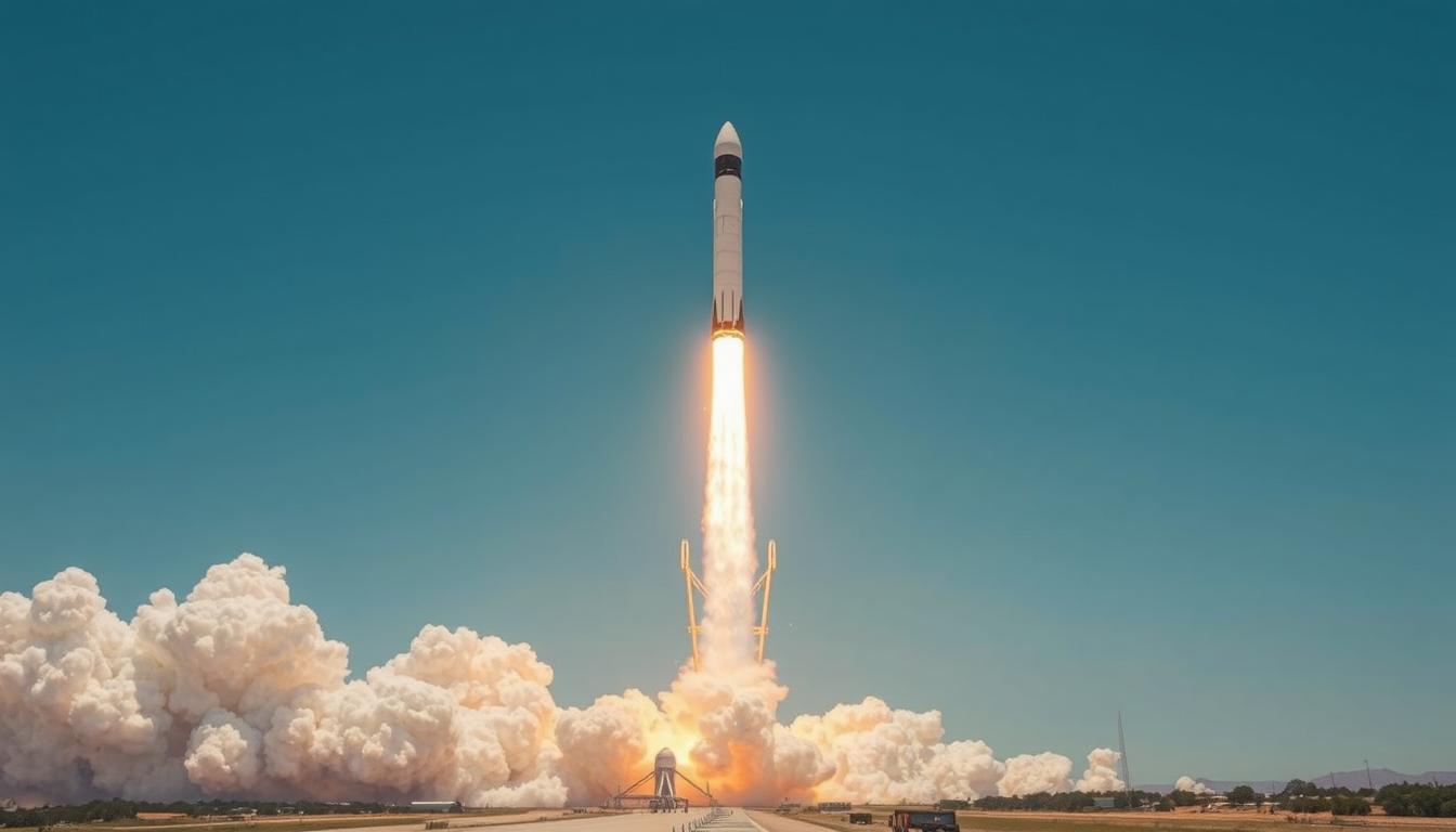 Image of a rocket launching, symbolizing moonshot projects
