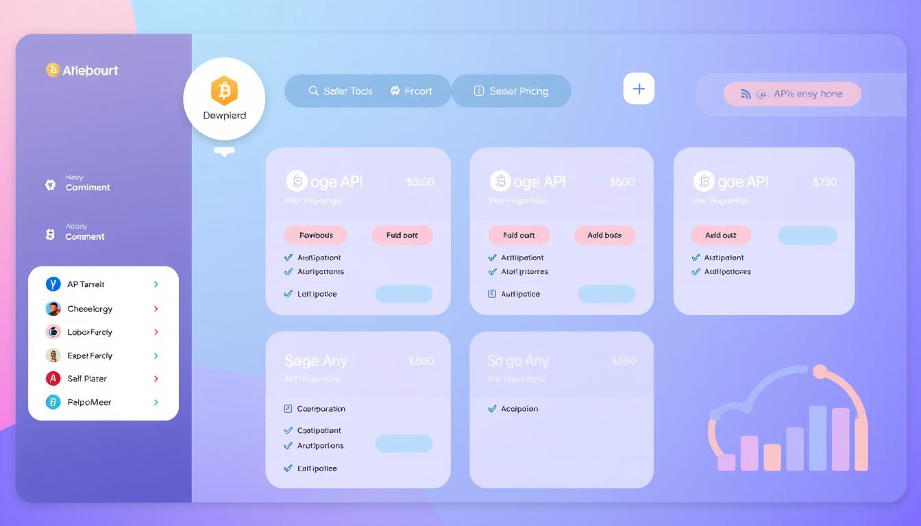 Image of a dashboard showing various cryptocurrency API pricing plans