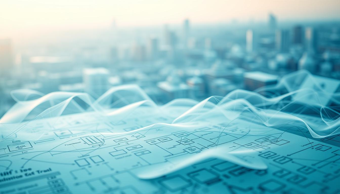 A meticulously crafted data model, rendered in soft, cool tones, illuminated by a mix of natural and studio lighting. In the foreground, intricate database diagrams and entity-relationship schemas flow seamlessly, while in the middle ground, abstract visualizations of data flows and transformations take shape. The background features a subtly blurred cityscape, hinting at the real-world applications and insights derived from this data modeling process. The overall composition conveys a sense of order, precision, and the power of leveraging data to drive meaningful analysis and decision-making.