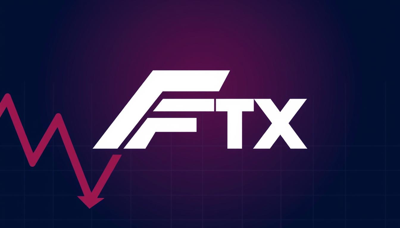 Image of FTX logo with a downward trend in the background