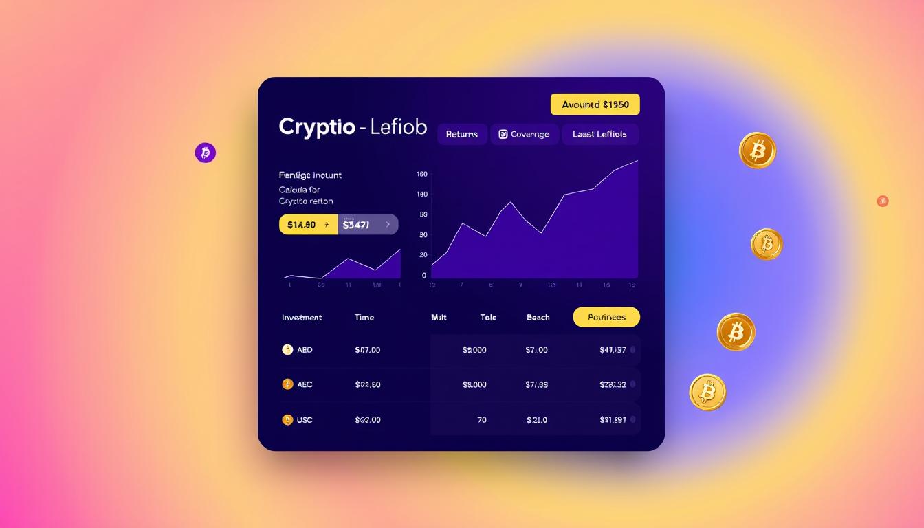 Generate an image of a crypto investment calculator interface.