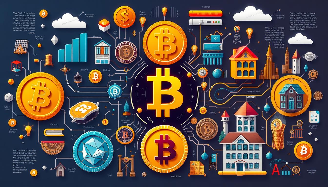 Generate an image representing various cryptocurrency applications