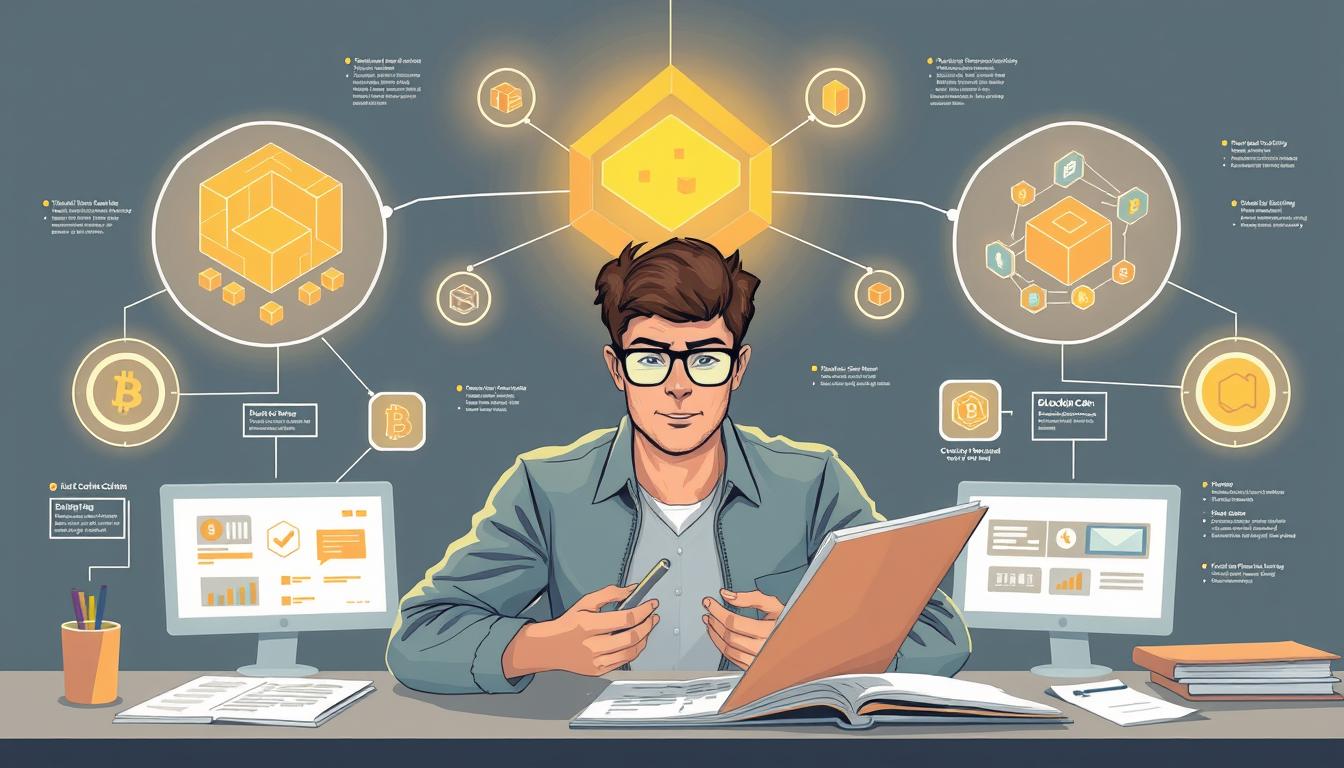 Image of a person studying blockchain architecture