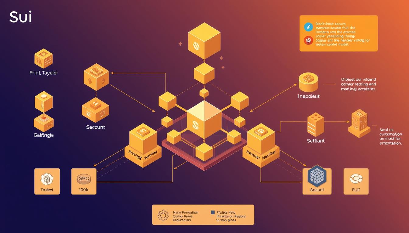 Generate an image of Sui's blockchain architecture, highlighting its object-centric model.