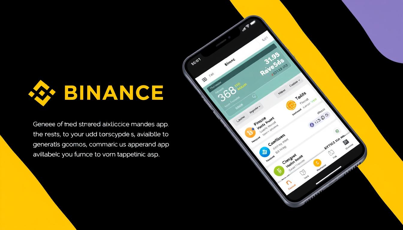 Generate an image of the Binance app interface on a mobile device, highlighting its user-friendly features and various cryptocurrency options.