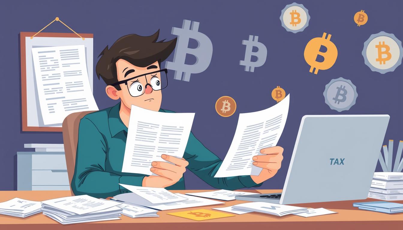 Image of a person reviewing cryptocurrency tax documents