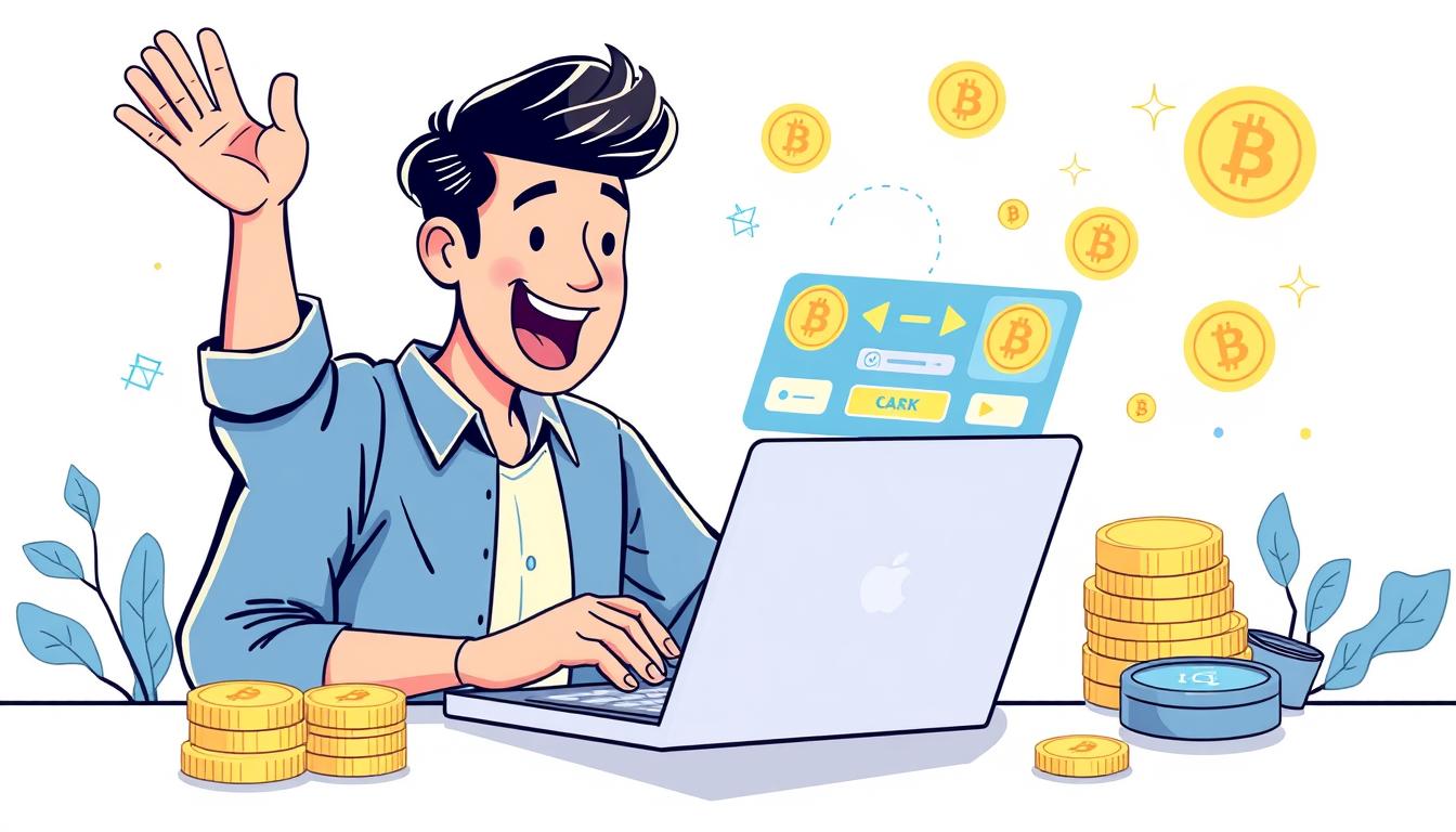 Image of a person setting up their first crypto wallet on a laptop