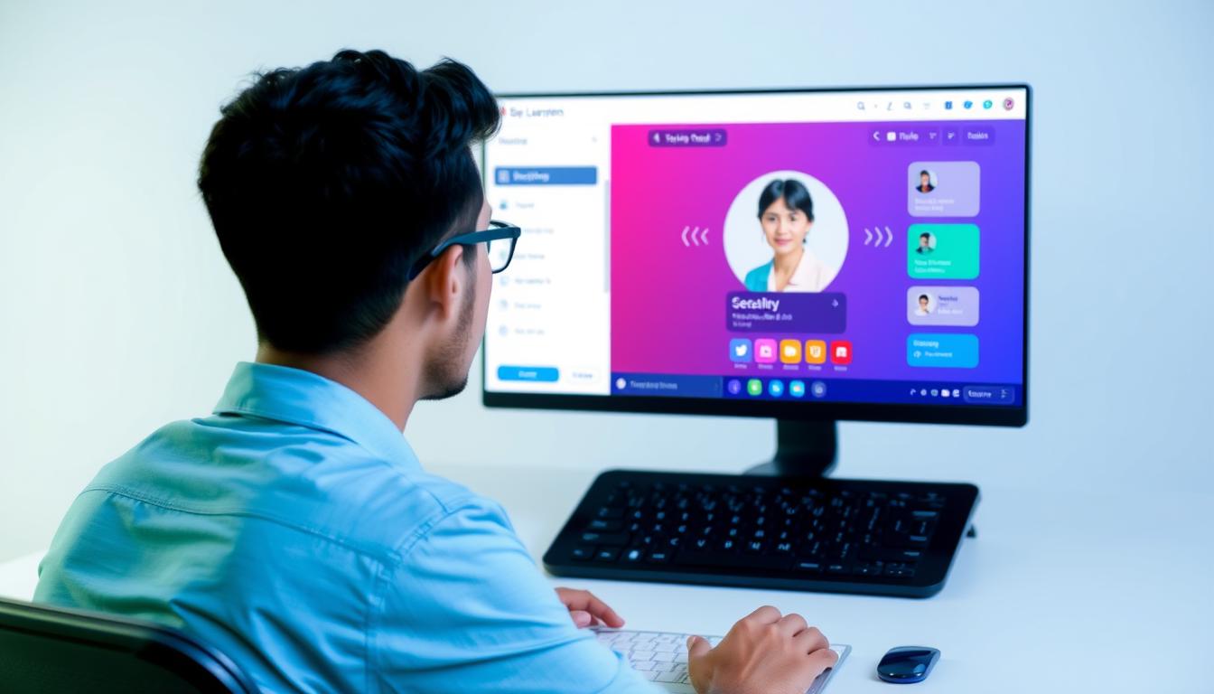 Image of a person creating a profile on a learning portal