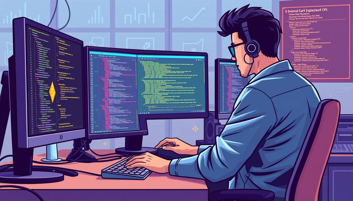 Image of a developer implementing cryptocurrency API