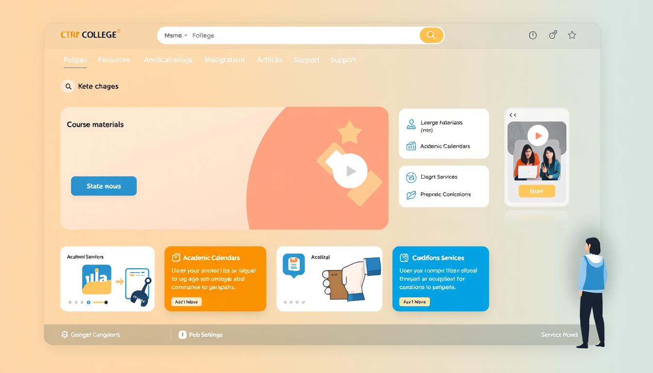 Generate an image of a college portal with resources for education students.