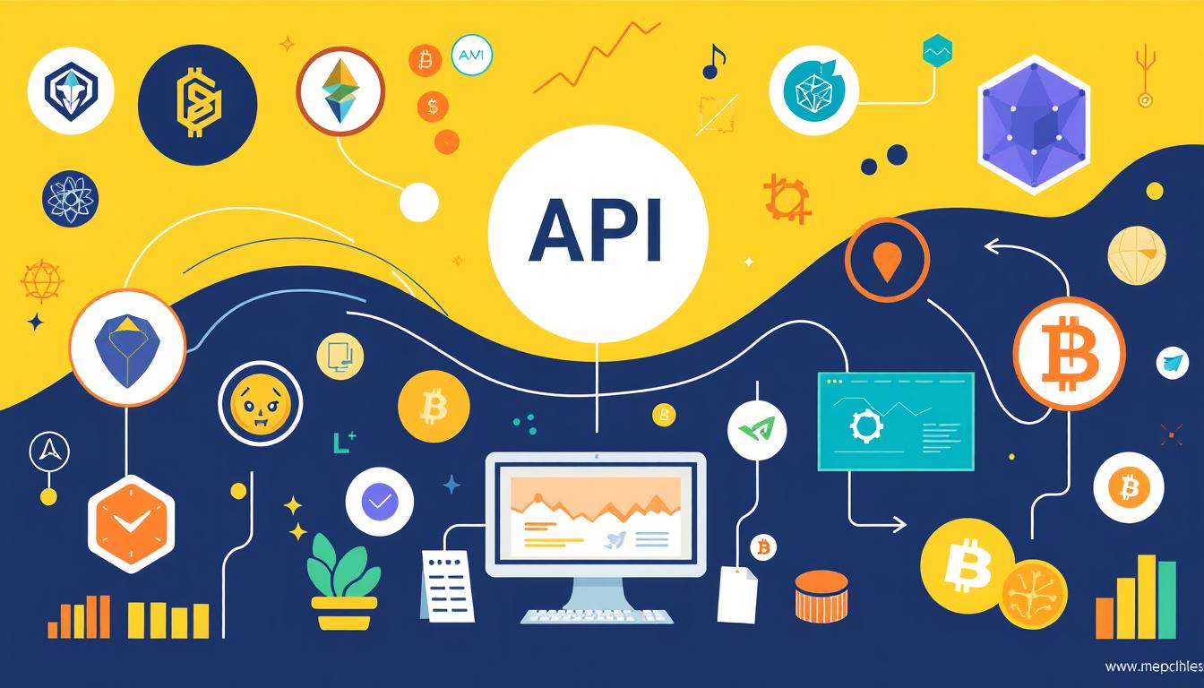 Generate an image representing various cryptocurrency API services