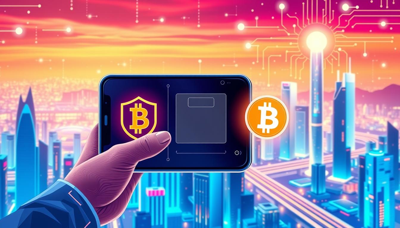 A high-resolution digital illustration depicting a central bank digital currency (CBDC) concept. The foreground features a sleek, futuristic digital wallet or mobile app interface, showcasing a secure transaction or exchange of a CBDC, represented by a glowing, geometric cryptocurrency symbol. The middle ground shows a cityscape with towering skyscrapers and advanced infrastructure, hinting at the integration of CBDC into a smart, digital economy. The background depicts a vibrant, neon-lit digital landscape, with data streams and blockchain-inspired visual elements, conveying the technological innovation and global interconnectivity of CBDC systems. The overall composition should evoke a sense of progress, security, and the seamless integration of digital finance into the future.