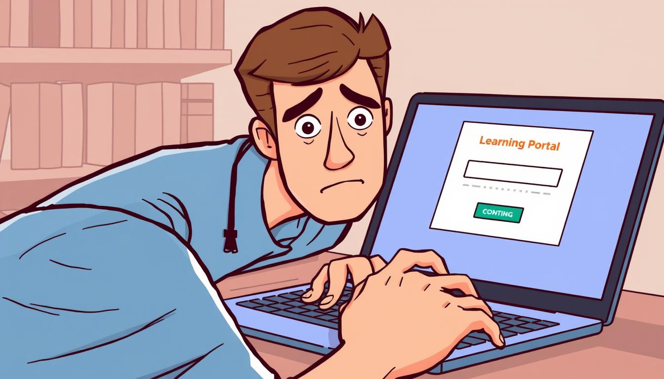 Image of a person trying to log in to a learning portal on a computer