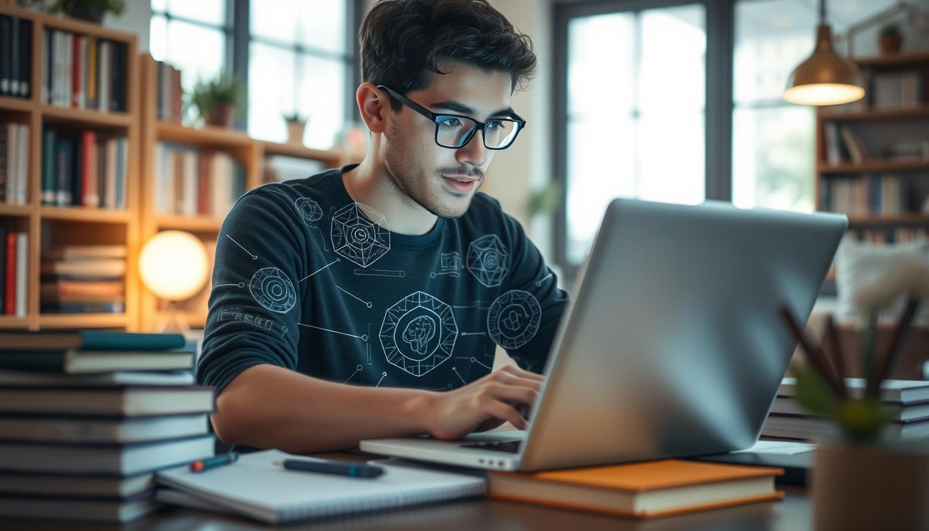 Image of a person learning AI concepts on a laptop